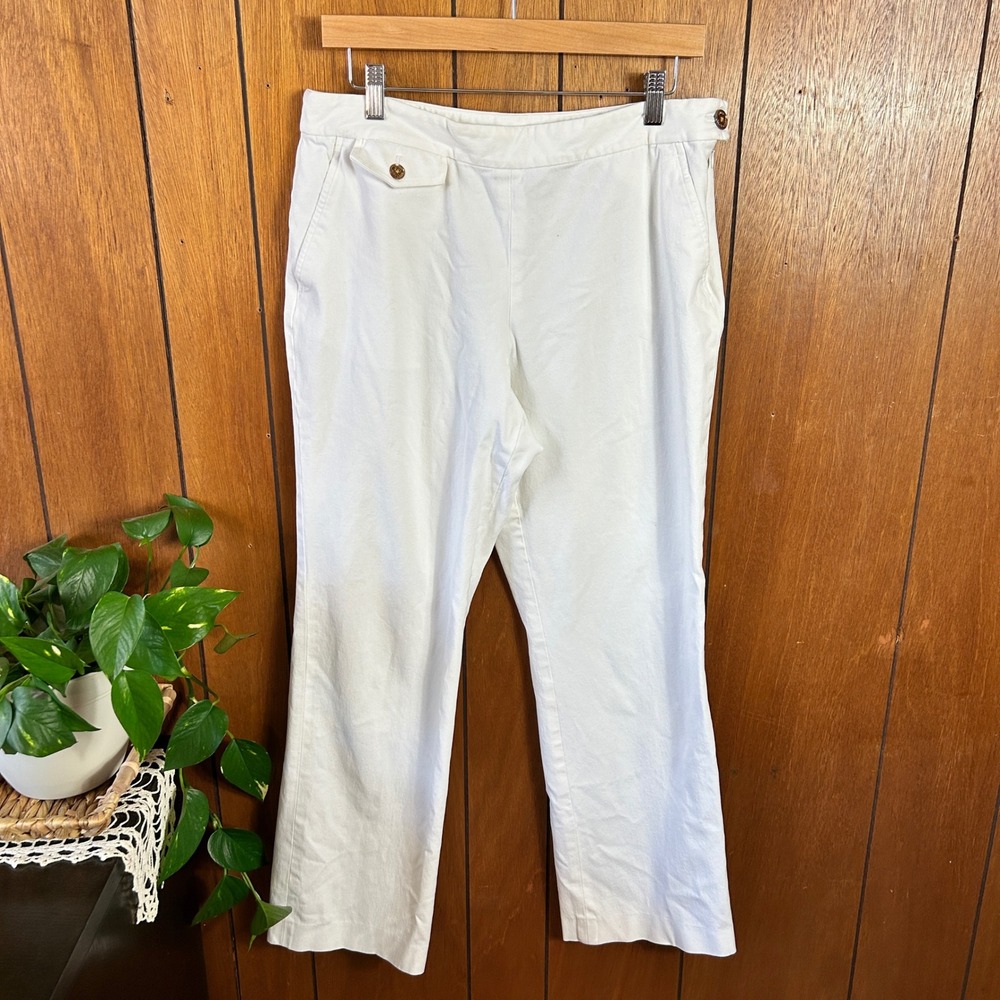 Lauren Ralph Lauren White‎ Cotton Blend Bootcut Flare Pants Womens Size 12